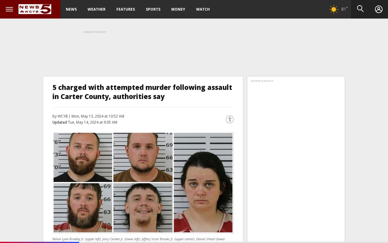 Screenshot of a WCYB Carter County case news report